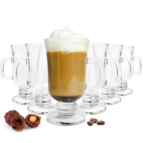 Set 6 căni din sticlă cu picior 230 ml Royal Mug – Căni Cafea, Cappuccino, Latte