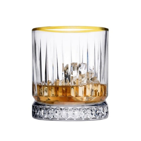 Set 4 pahare Elysia Gold din sticla 355 ml cu margine aurie