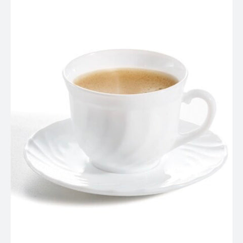 Set 6 Cești Cafea cu Farfurii 190 ml Opal Termorezistent Alb – Set 12 Piese Elegant pentru Cafea & Ceai