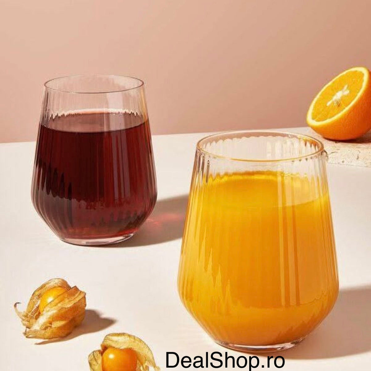 Set 6 pahare 425 ml Allegra Focus design striat din sticla moderne
