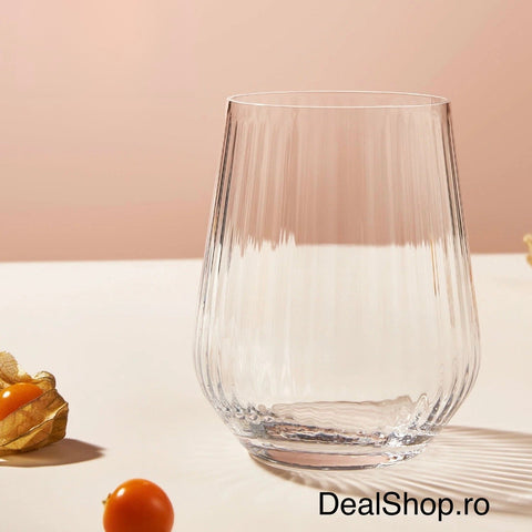 Set 6 pahare 425 ml Allegra Focus design striat din sticla moderne