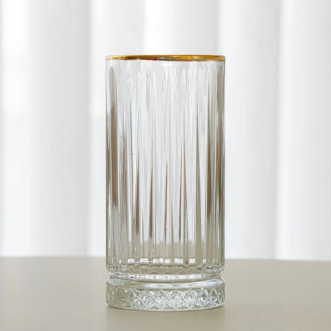 Set 4 pahare Elysia Gold din sticlă, 280 ml cu margine aurie