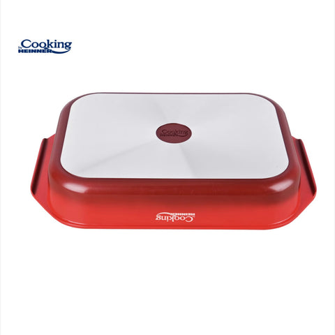 Tava Cooking by Heinner Red Line, 39.5 x 26 cm din aluminiu turnat cu acoperire ceramică gri – rezistentă și ideala pentru gătit sănătos