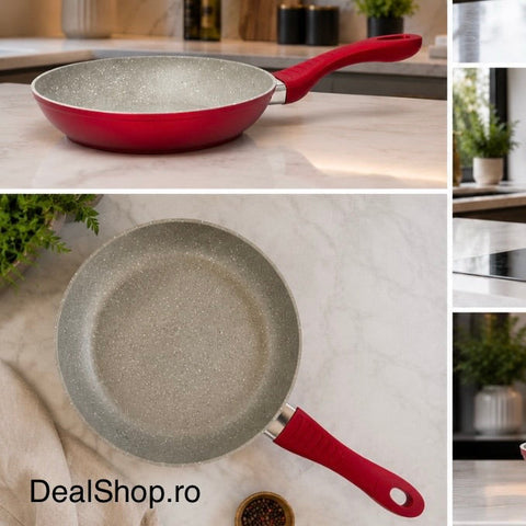 Tigaie cu inveliș granit 28 cm Red – antiaderentă, compatibilă cu toate sursele de căldură SW1510-28