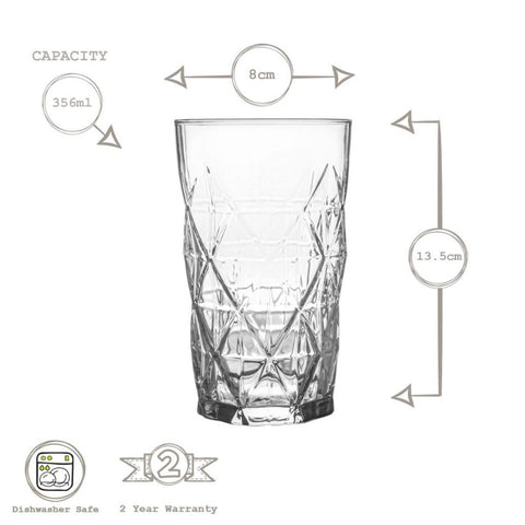 Set 6 Pahare Sticlă 460 ml Lav Keops KEO377, Design Cristal Tip Diamond
