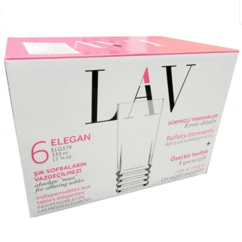 Set 6 pahare Apa Suc bere vin sticla Lav Elegan 335 ml terasa piscina evenimente