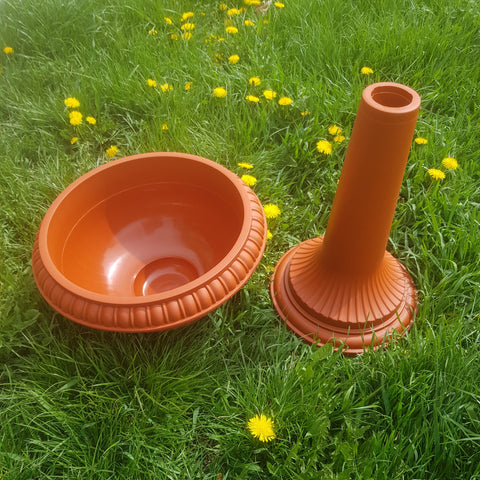 Ghiveci cu picior Amfora ND, inaltime 50 cm, diametru 26 cm, Maro