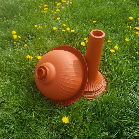 Ghiveci cu picior Amfora ND, inaltime 50 cm, diametru 26 cm, Maro