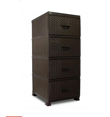 Dulap model ratan 4 sertare pentru depozitare 38x45x90 cm maro