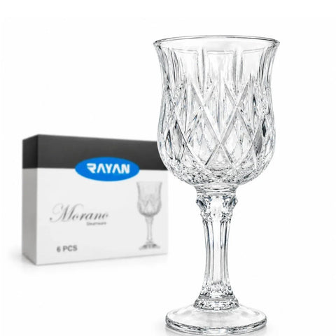 Set 6 pahar cu picior din sticlă 16 cm, Morano Rayan 180 ml