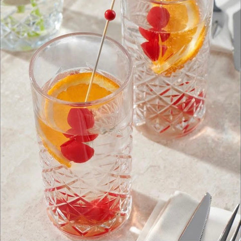 Set 4 Pahare Timeless 295 ml – Sticla groasa transparenta cu model gravat ideale pentru apa suc sau cocktailuri elegante