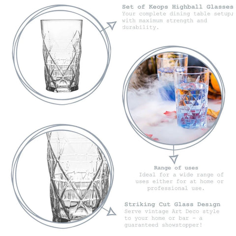 Set 6 Pahare Sticlă 460 ml Lav Keops KEO377, Design Cristal Tip Diamond