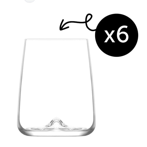 Set 6 pahare sticla 360 ml LAV Terra 359 – pahare moderne băuturi design elegant cu bazs reliefată