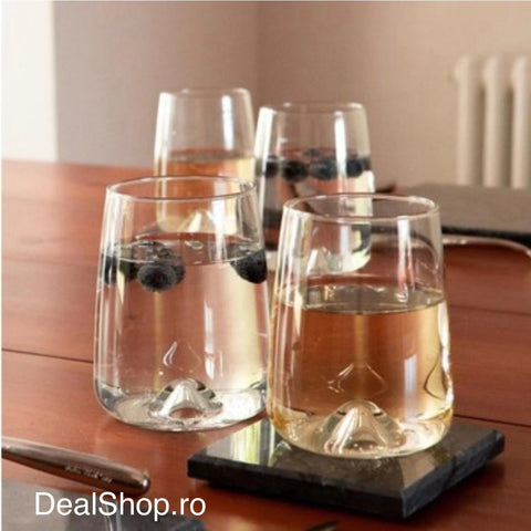 Set 6 pahare sticla 360 ml LAV Terra 359 – pahare moderne băuturi design elegant cu bazs reliefată