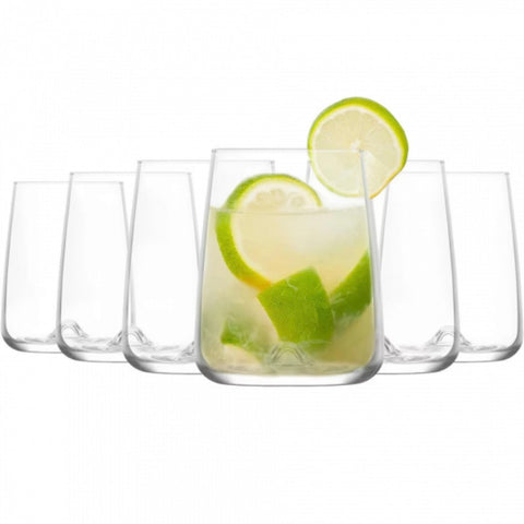 Set 6 pahare sticla 360 ml LAV Terra 359 – pahare moderne băuturi design elegant cu bazs reliefată