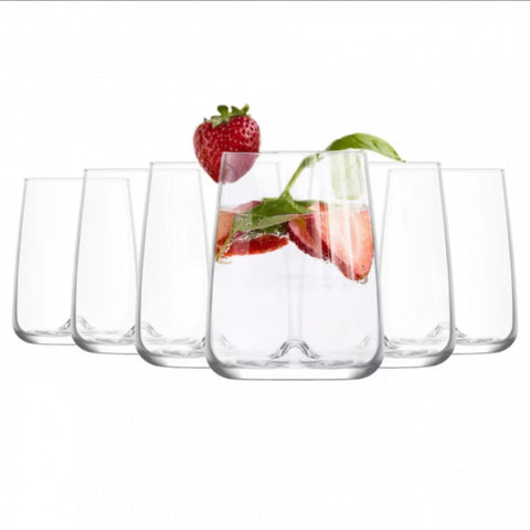 Set 6 pahare sticla 360 ml LAV Terra 359 – pahare moderne băuturi design elegant cu bazs reliefată