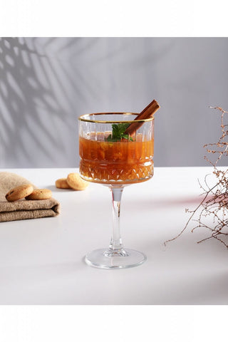 Set 4 pahare cocktail din sticlă Elysia Gold, 500 ml