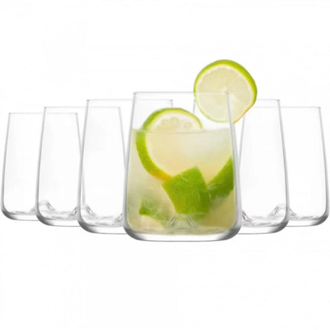 Set 12 pahare sticla 360 ml LAV Terra 359 – pahare moderne băuturi design elegant cu bază reliefată