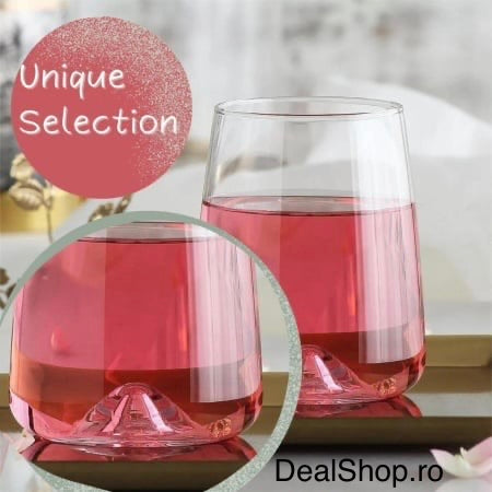 Set 6 pahare sticla 360 ml LAV Terra 359 – pahare moderne băuturi design elegant cu bazs reliefată