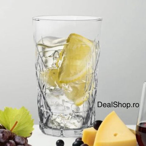 Set 6 Pahare Sticlă 460 ml Lav Keops KEO377, Design Cristal Tip Diamond