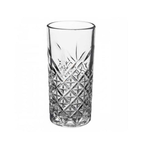 Set 4 Pahare Timeless 295 ml – Sticla groasa transparenta cu model gravat ideale pentru apa suc sau cocktailuri elegante