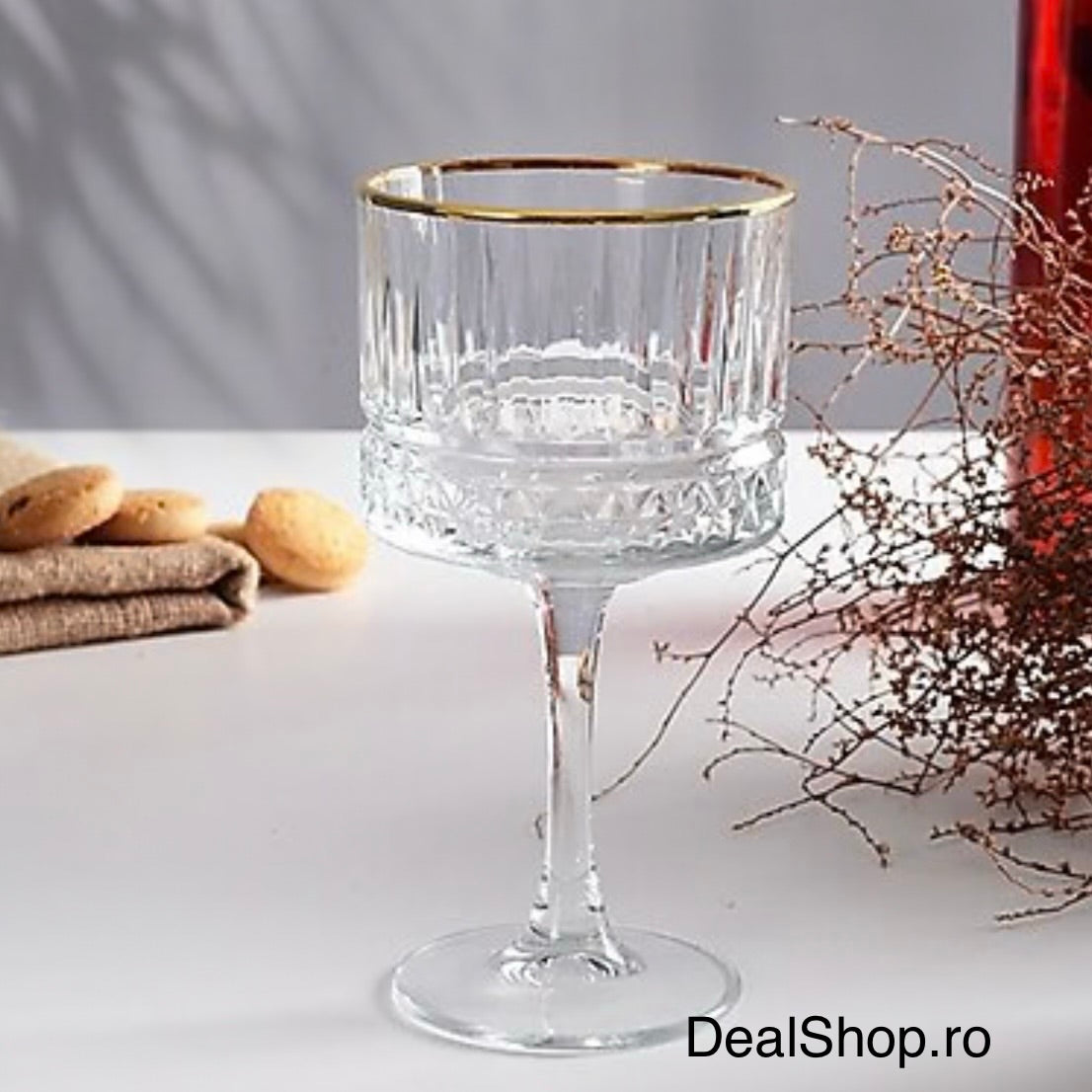 Set 4 pahare cocktail din sticlă Elysia Gold, 500 ml