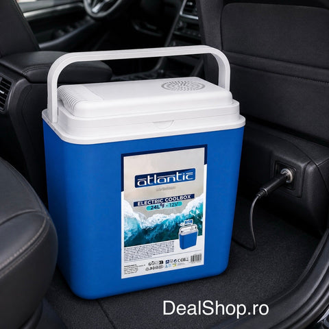 Ladă frigorifică auto electrică Atlantic 24 litri alimentare 12V, portabilă răcire pt mașină camping și picnic
