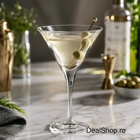 Set 6 pahare cocktail V-Line 250 ml din sticlă, elegante, pentru Martini, Cosmopolitan și băuturi premium