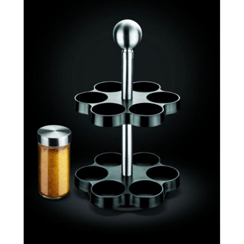 Suport rotativ condimente 12 recipiente sticlă 100 ml set organizator bucătărie cu suport solid și finisaje metalice Brio Metallica