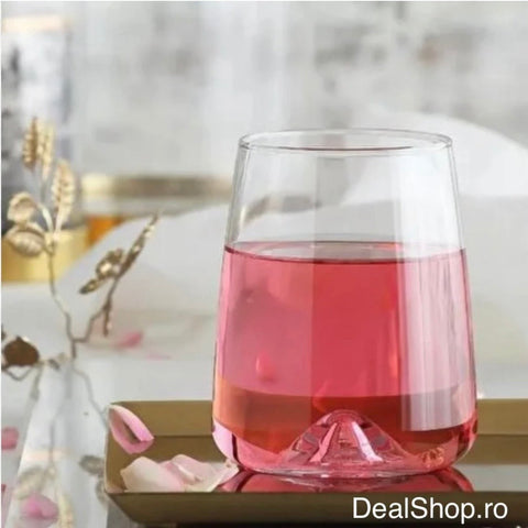 Set 12 pahare sticla 360 ml LAV Terra 359 – pahare moderne băuturi design elegant cu bază reliefată