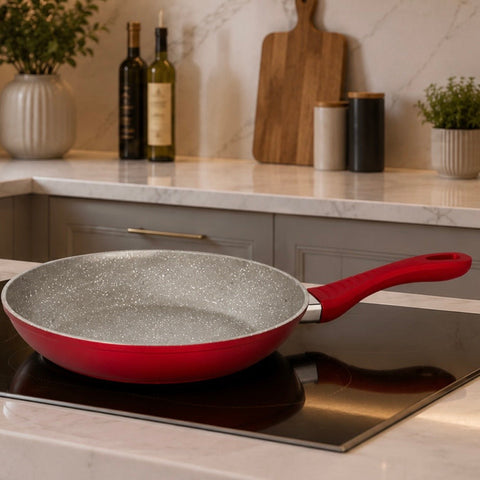 Tigaie cu inveliș granit 26 cm Red – antiaderentă compatibilă cu toate sursele de căldură SW1510-26