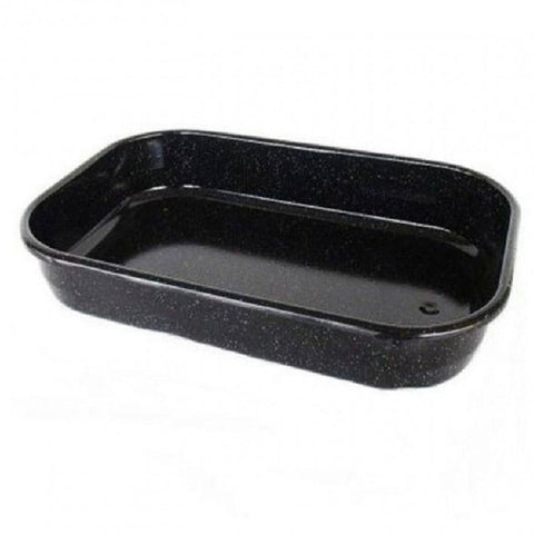Tavă Emailată pentru Cuptor 34×22×6 cm – Tavă Coacere Neagră Emailată, Tavă pentru Friptură, Lasagna și Legume