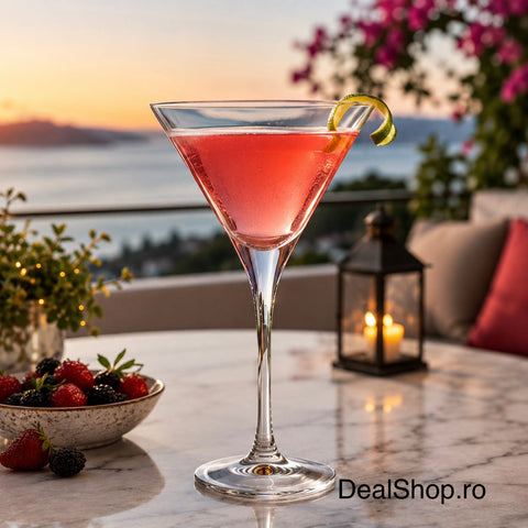 Set 6 pahare cocktail V-Line 250 ml din sticlă, elegante, pentru Martini, Cosmopolitan și băuturi premium