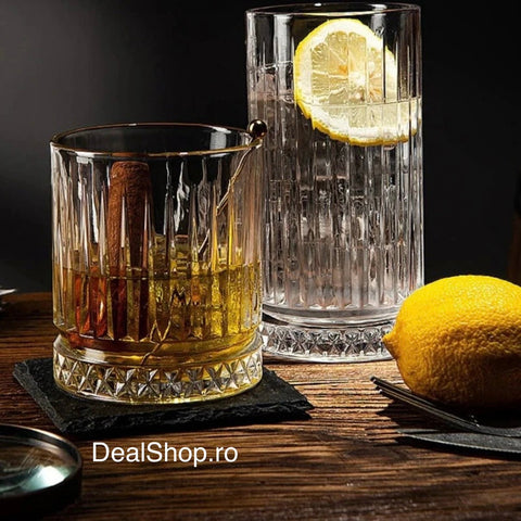 Set 4 pahare whisky Elysia 210 ml din sticlă – Old Fashioned design elegant
