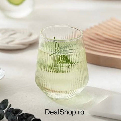 Set 6 pahare 425 ml Allegra Focus design striat din sticla moderne