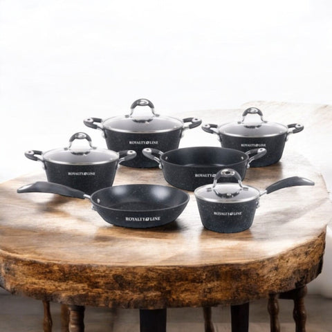 Set cratite 10 piese Royalty Line Invelis Marmura Negru Arta bucatariei