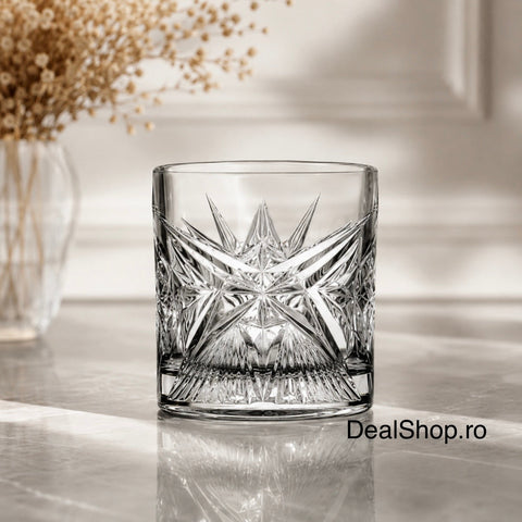 Set 4 pahare whisky din sticlă Pasabahce Cielo 210 ml – Pahare Crystalin pentru whisky, bourbon și băuturi fine 68474