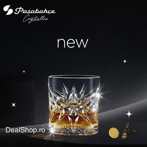 Set 4 pahare whisky din sticlă Pasabahce Cielo 210 ml – Pahare Crystalin pentru whisky, bourbon și băuturi fine 68474