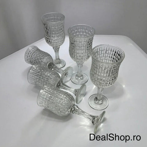 Set 6 pahare cu picior 150 ml Sofia Diamond – pahare elegante sticla transparenta premium