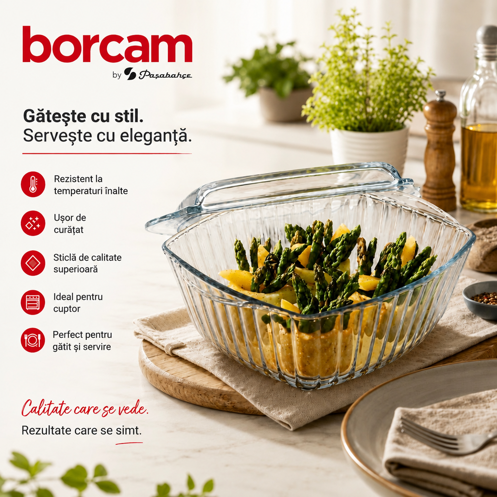 Vas termorezistent yena cu capac Borcam 2.6 litri  59049