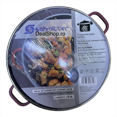 Cratita 25 litri ceramică Schmitter 44 cm cu capac din sticla aluminiu turnat compatibila cu toate sursele de căldură – Burgundy Chef