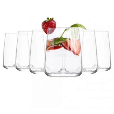 Set 12 pahare sticla 360 ml LAV Terra 359 – pahare moderne băuturi design elegant cu bază reliefată
