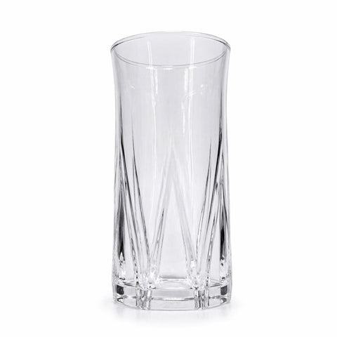 Set 6 pahare înalte sticlă 370 ml Zoe377 pahare apă suc, design elegant cu model geometric sticlă rezistentă