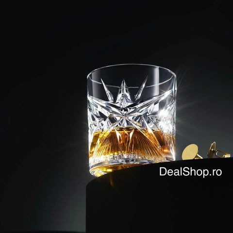 Set 4 pahare whisky din sticlă Pasabahce Cielo 350 ml – Pahare Crystalin pentru whisky bourbon și cocktailuri 68484