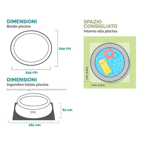 Piscina 1942 litri gonflabila Intex, Easy Set 28106NP rotunda 244 x 61 cm pt adulti si copii