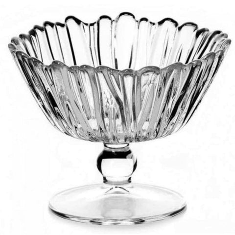 Bombonieră cu picior Pasabahce Aurora 14 cm din sticlă, bol pentru dulciuri, fructe și desert design elegant striat