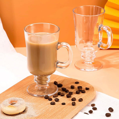 Set 6 căni din sticlă cu picior 230 ml Royal Mug – Căni Cafea, Cappuccino, Latte
