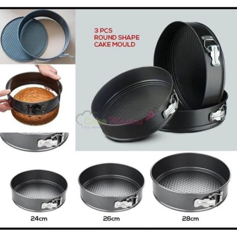 Set 3 tavi pentru tort cu suprafata antiaderenta si baza detasabila forma rotund