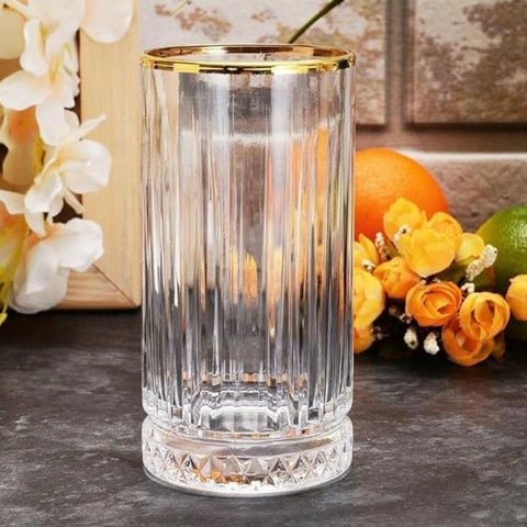 Set 4 pahare Elysia Gold din sticlă, 280 ml cu margine aurie