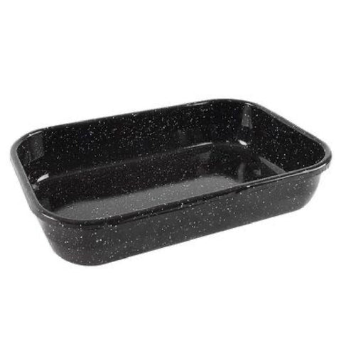 Tavă Emailată pentru Cuptor 34×22×6 cm – Tavă Coacere Neagră Emailată, Tavă pentru Friptură, Lasagna și Legume